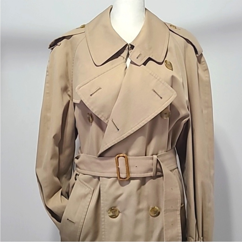 VTG Burberry Trench Coat Sz 48R Long Old Money 80s/90s Classic Double Breasted - Picture 5 of 16